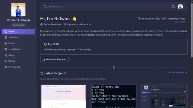 My Portfolio in Django integrated with Database