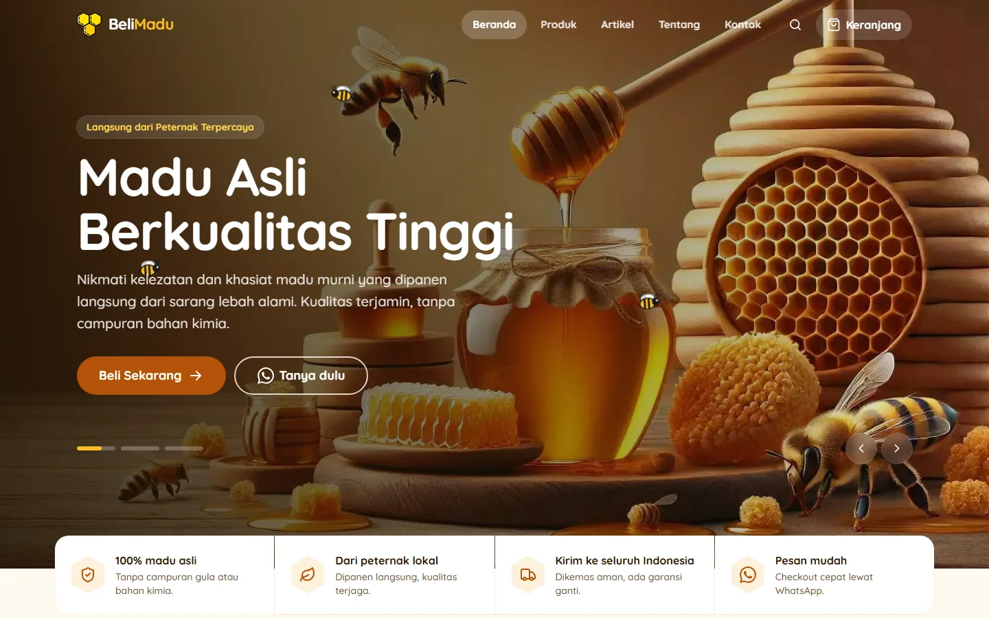 The BeliMadu.com site, open at belimadu.com